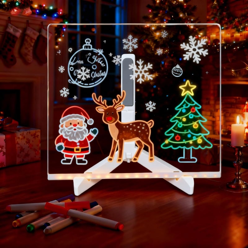 6523341 لوحة ملاحظات LED ملونة، لوحة رسائل أكريليك مضيئة، لوحة مسح جاف مضيئة مع قاعدة متينة، لوحة مذكرات مع ضوء تفاعلي، لوحة بيضاء لتوليد الأفكار (7.9*7.9 بوصة) - Image 1